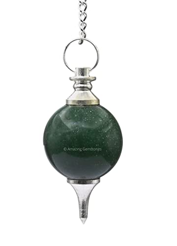 Green Aventurine Crystal Ball Pendulum for Divination - Dowsing Pendulum Necklace with Chain Amazing Gemstone uk supplements