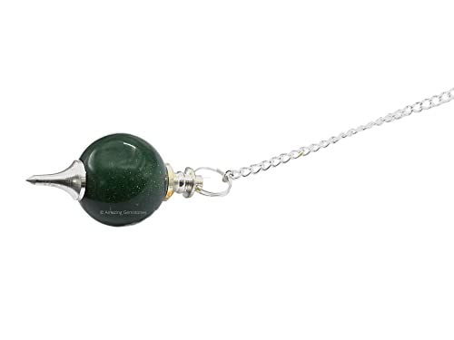Green Aventurine Crystal Ball Pendulum for Divination - Dowsing Pendulum Necklace with Chain Amazing Gemstone uk supplements