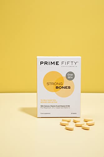 Prime Fifty Strong Bones Supplements – 28 Multivitamin Tablets with Calcium, Magnesium FutureYou Cambridge uk supplements