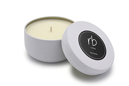 Rosbas Candle, Fraser Fir Scented, Natural Soy Wax, White Metallic Tin, 6 oz, Cotton Wick, Long Burn Time rosbas uk supplements