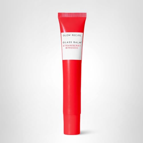 Glow Recipe Glass Balm Lip Treatment - 12Hr Hydrating Lip Balm & Moisturizer with Hyaluronic Acid to Smooth, Plump & Protect from Dryness - Sheer Pinky Red Tint, Strawberry Bingsoo (15 ml) Glow Recipe uk supplements
