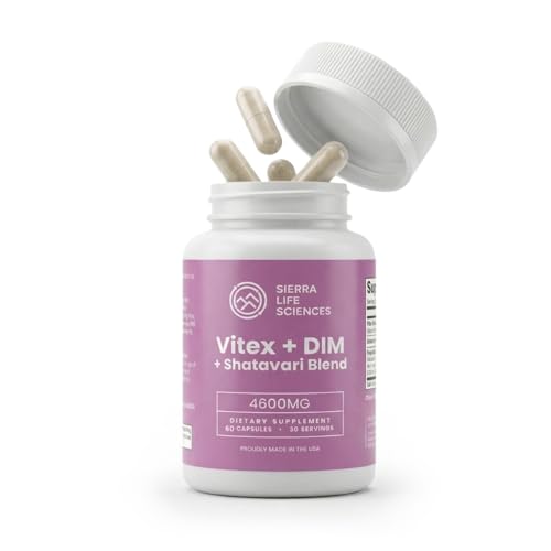 SIERRA LIFE SCIENCES Hormonal Balance Blend for Women – Vitex, DIM, Shatavari + Adaptogenic Support – Menstrual & Menopause Relief – Vegan, Clean-Label Formula – 4600mg – (Pack of 2) SIERRA LIFE SCIENCES uk supplements