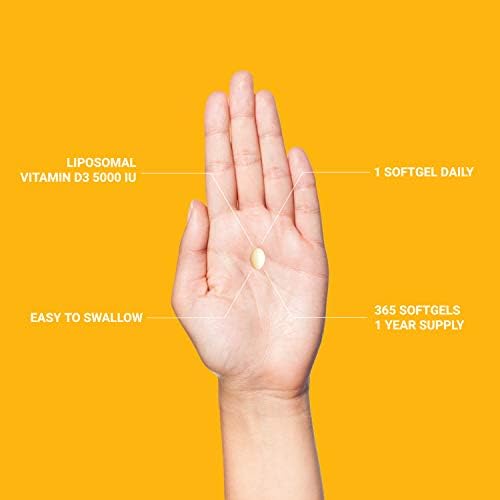 UpNourish Liposomal Vitamin D3 5000 IU Softgels - 1 Year Supply | Organic Coconut Oil Infused Vitamin D Supplements - Support Bone, Dental, Heart, Mood & Immune Health - Non GMO Gluten Free - 365 ct UpNourish uk supplements