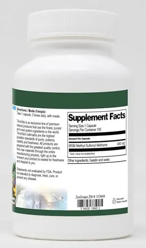 MSM - 450 mg (100 Capsules, ZIN: 510649) - 3 Pack Terravita uk supplements