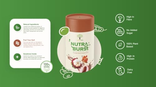 NutraBurst Pea Protein Shake with Probiotics, prebiotics, and Oats 500g - Chocolate Flavoured Nutree Gut uk supplements