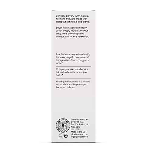 Glow by Hormone University - Magnesium Lotion with Collagen - Magnesium Cream - Bedtime Routine Sleep Lotion - The Highest Concentration of Genuine Zechstein Magnesium Chloride (Pack of 1) Glow Botanica uk supplements