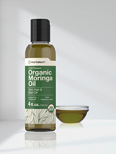 Organic Moringa Oil | 4 fl oz | for Face, Hair, and Skin | 100% Therapeutic Grade | Paraben Horbäach uk supplements
