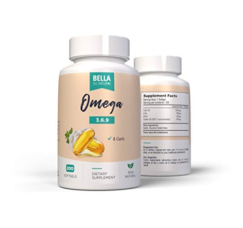 Bella All Natural Omega 3 6 9 with Garlic Oil - 200 Softgels Bella All Natural uk supplements