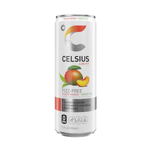 CELSIUS Peach Mango Green Tea, Functional Essential Energy Drink 12 Fl Oz (Pack of 12) CELSIUS uk supplements