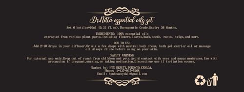 Essential Oils Set 100% Pure Natural DR.NITTA Top 6 Oils for Massage,Diffusers,Humidifier DR.NITTA uk supplements