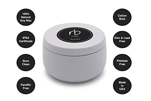 Rosbas Candle, Fraser Fir Scented, Natural Soy Wax, White Metallic Tin, 6 oz, Cotton Wick, Long Burn Time rosbas uk supplements