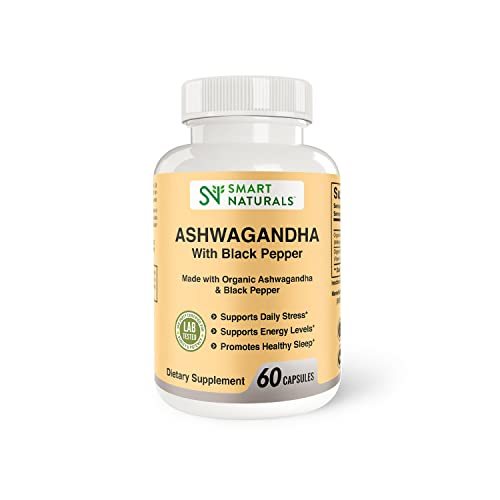 Smart Naturals Organic Ashwagandha with Black Pepper Herbal Supplements, Relieves Smart Naturals uk supplements