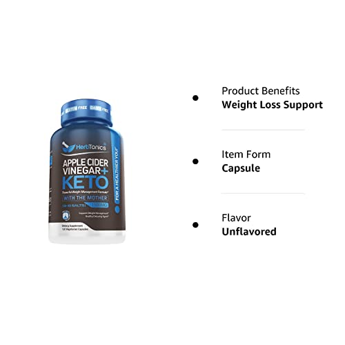 Herbtonics Apple Cider Vinegar Capsules Plus Keto BHB | Fat Burner & Weight Loss Herbtonics uk supplements