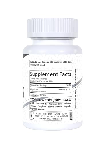 Chromium Picolinate 1000mcg | 400 Tablets | Support Carbohydrate Breakdown & Metabolism Healthfare uk supplements