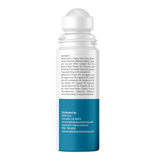 Medical Miracles New Hemp Oil Roll On - Ideal for Muscles, Hips, Joints, Neck, Back, Elbows, Fingers, Hands, and Knees (1500mg Roll-On) Medical Miracles uk supplements