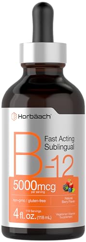 B-12 | 5000mcg | 4oz | Natural Berry Flavor Fast-Acting Sublingual Liquid Vitamin Horbäach uk supplements