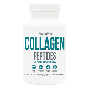 NaturesPlus Collagen Peptides Capsules - Premium Hydrolysed Collagen Supplement Type I, II, III, IV, V and X - Non-GMO, Gluten Free - 90 Capsules Nature's Plus uk supplements