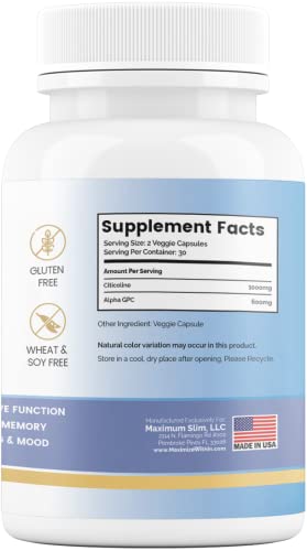 Maximize Within Alpha GPC + Citicoline 60 Ct, 1600mg Concentrated Formula- 99%+Highly Purified & Bioavailable Nootropic-Cognitive Enhancer, Supports Memory, Brain Function, Boosts Focus, Mood & Energy Maximize Within uk supplements