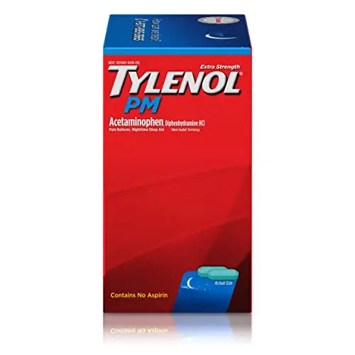Tylenol PM Extra Strength Nighttime Pain Reliever Sleep Aid Caplets with Acetaminophen & Diphenhydramine HCl, Relief for Nighttime Aches & Pains, Travel Size, 50 Packs of 2 Caplets Tylenol uk supplements