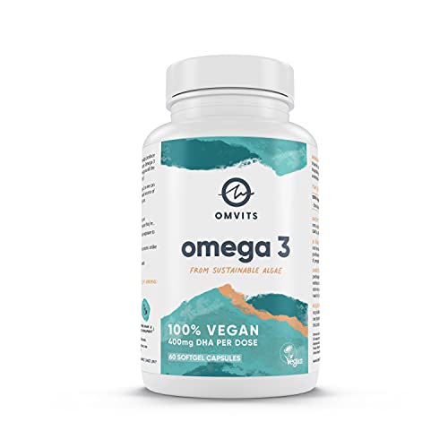Omvits Vegan Omega 3 DHA from Algae Oil 1000mg - 60 Softgel Capsules with Vitamin E Omvits uk supplements