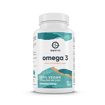 Omvits Vegan Omega 3 DHA from Algae Oil 1000mg - 60 Softgel Capsules with Vitamin E Omvits uk supplements