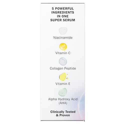 Olay Super Serum - Glow Serum for Face - Activated Niacinamide, Vitamin C & E, Collagen Peptide, AHA - 5-in-1 Benefits - Brightens, Hydrates, Smooths, Firms, Evens Tone, Proactive Anti-Aging, 1.7 Oz Olay uk supplements