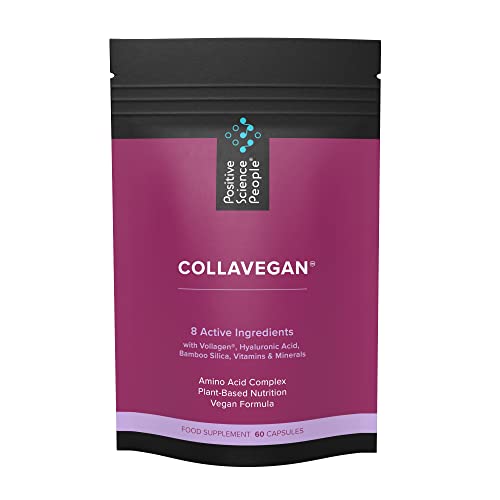 Unique Vegan Collagen Supplement with 18 Amino Acids, Hyaluronic Acid, Bamboo Silica, Biotin, Vitamins Positive Science People uk supplements