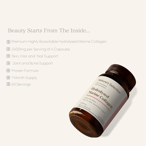 Pure Hydrolysed Marine Collagen Capsules 2400mg - Collagen Tablets High Strength Collagen Nature's Selection uk supplements