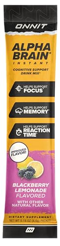 ONNIT Alpha Brain Instant Cognitive Support Drink Mix, BlackBerry Lemonade Flavor, Nootropic Supplement for Focus, Memory, and Clarity, 0.13 oz Packets, 30 Count ONNIT uk supplements