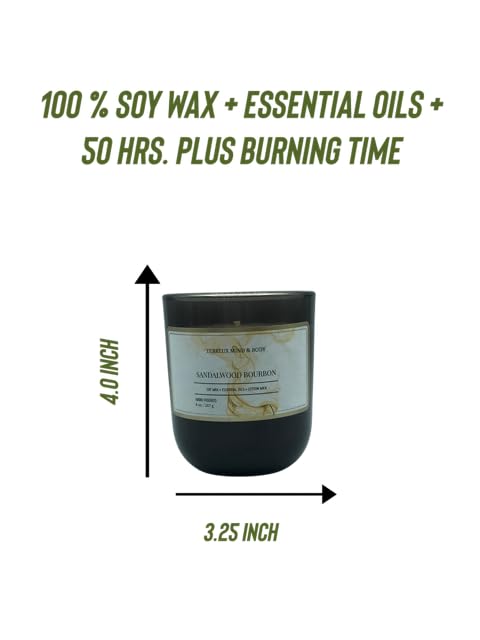 Sandalwood Bourbon Non-Toxic Candles | Natural Candles for Men |Aromatherapy Candle Relaxing Terreux Mind & Body uk supplements