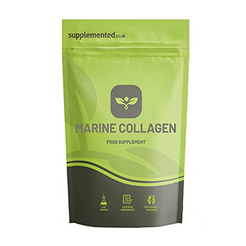 Marine Collagen 180 Capsules 400mg UK Made. Pharmaceutical Grade Type 1 Hydrolysed Supplement. Skin Nails Hair and Joints Supplemented uk supplements