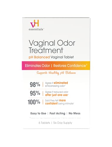 vH essentials Vaginal Odor Treatment - pH Balanced Vaginal Suppositories - 6 Tablets With Applicator, White vH essentials uk supplements