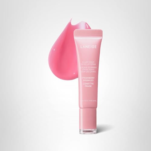 LANEIGE Glaze Craze Tinted Lip Serum, Strawberry Sprinkles: Hydrating Serum for Glossy,Nourished Lips with Plumping Polypeptides,0.42 oz LANEIGE uk supplements