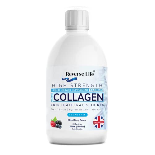Reverse Life Marine Collagen Liquid Supplement Drink - High-Strength 10,000mg Hydrolysed Peptide Infused Reverse Life uk supplements