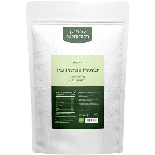 Everyday Superfood Organic Pea Protein Powder 1.8kg, 80% Protein, Unflavoured, Vegan & Kosher Everyday Superfood uk supplements