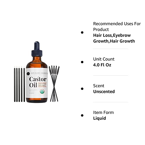 Kate Blanc Cosmetics Organic Castor Oil (4oz). 100% Pure, Cold Pressed, Hexane Free in a Glass Bottle Kate Blanc Cosmetics uk supplements