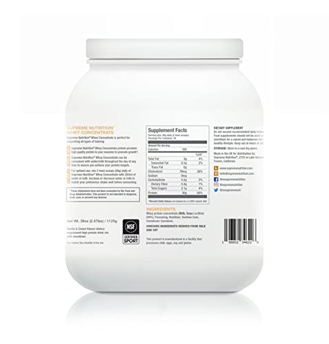 Supreme Nutrition Whey Protein Concentrate | 1.12kg - 28 Servings | 30g of Protein Per Serving Supreme Nutrition uk supplements