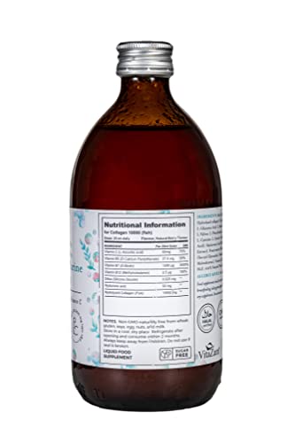 VitaZam Marine Collagen Liquid 10000mg with Hyaluronic Acid, Hydrolysed Peptide, Biotin for Hair, Skin, Nails, Joint, and Muscles, 500 ml VitaZam uk supplements