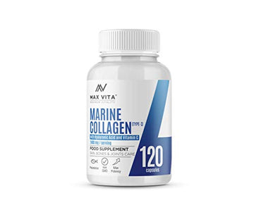 Marine Collagen Type 1 2400mg - 120 Capsules Supplement with Hyaluronic Acid and Vitamin C MAX VITA MAXIMUM VITALITY uk supplements