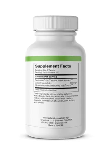 Graminex PollenAid Prostate Supplement: All Natural Prostate Support for Bladder Control & Urinary Tract Health, Rye Pollen Extract Made in USA, 200 Tablets Graminex uk supplements