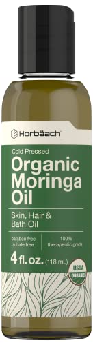 Organic Moringa Oil | 4 fl oz | for Face, Hair, and Skin | 100% Therapeutic Grade | Paraben Horbäach uk supplements