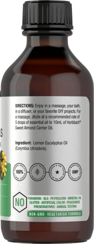 Lemon Eucalyptus Essential Oil | 2 oz | for Massage, Bath, Diffuser, DIY Projects & More Horbäach uk supplements