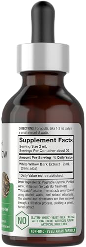 White Willow Bark Extract | 2 fl oz | Alcohol Free Liquid Tincture | Super Concentrated Horbäach uk supplements