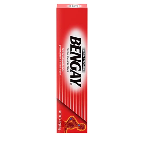 Bengay Ultra Strength Topical Pain Relief Cream, Non-Greasy Topical Analgesic for Minor Arthritis, Muscle, Joint and Back Pain, Camphor, Menthol and Methyl Salicylate, 4 OZ Bengay uk supplements