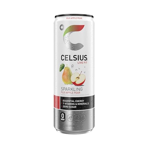 CELSIUS Sparkling Fuji Apple Pear, Functional Essential Energy Drink 12 Fl Oz (Pack of 12) CELSIUS uk supplements