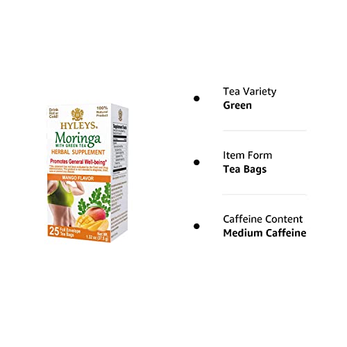 Hyleys Tea Moringa Oleifera with Mango Flavor - 25 Tea Bags (Miracle Tree Tea) HYLEYS uk supplements