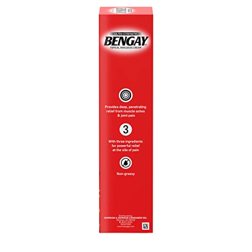 Bengay Ultra Strength Topical Pain Relief Cream, Non-Greasy Topical Analgesic for Minor Arthritis, Muscle, Joint and Back Pain, Camphor, Menthol and Methyl Salicylate, 4 OZ Bengay uk supplements