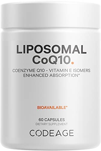 Codeage Liposomal CoQ10 Supplement - Vitamin E Isomers Tocopherols - 125mg Coenzy Codeage uk supplements