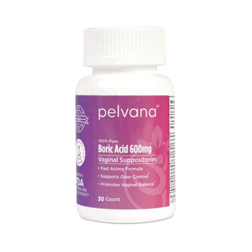 Pelvana Boric Acid Suppositories for Women 30 - for Vaginal pH Balance, Odor Control, Itching, & Discharge Pelvana uk supplements