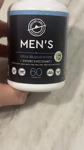 Stellar Labs Men's Low FODMAP Vegan Daily Multivitamin, No Iron | Easy On Sensitive Stomachs, Easy to Swallow Vitamins | Stellar Labs uk supplements